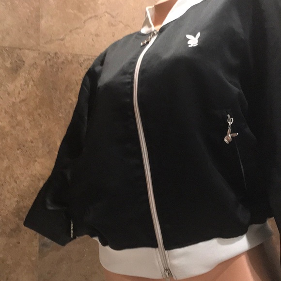 PLAYBOY Jackets & Coats | Black White Bunny Playboy Jacket Windbreaker Satin | Poshmark